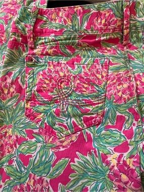 Lilly Pulitzer Skinny Straight Pink and Mint Green Floral Print Jeans SIZE 8